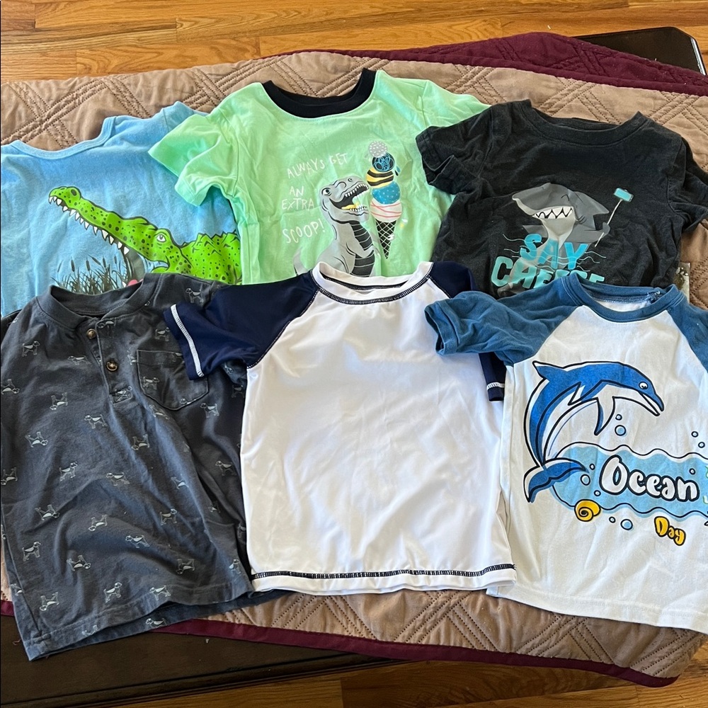 Boys Mixed Graphic Tee Lot - Sharks, Dolphins, Crocodile, Ice Cream